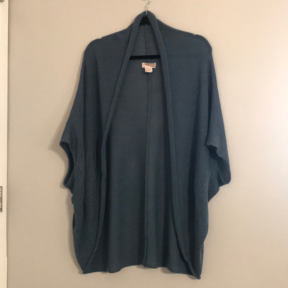 Forever 21 Blue/Green Short Sleeve Cardigan Medium